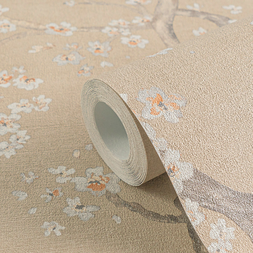 Vliestapete mit Baummotiv in Beige