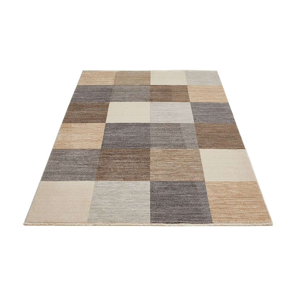 Teppich „Rocco“ in Taupe-Grau mit modernem Karomuster
