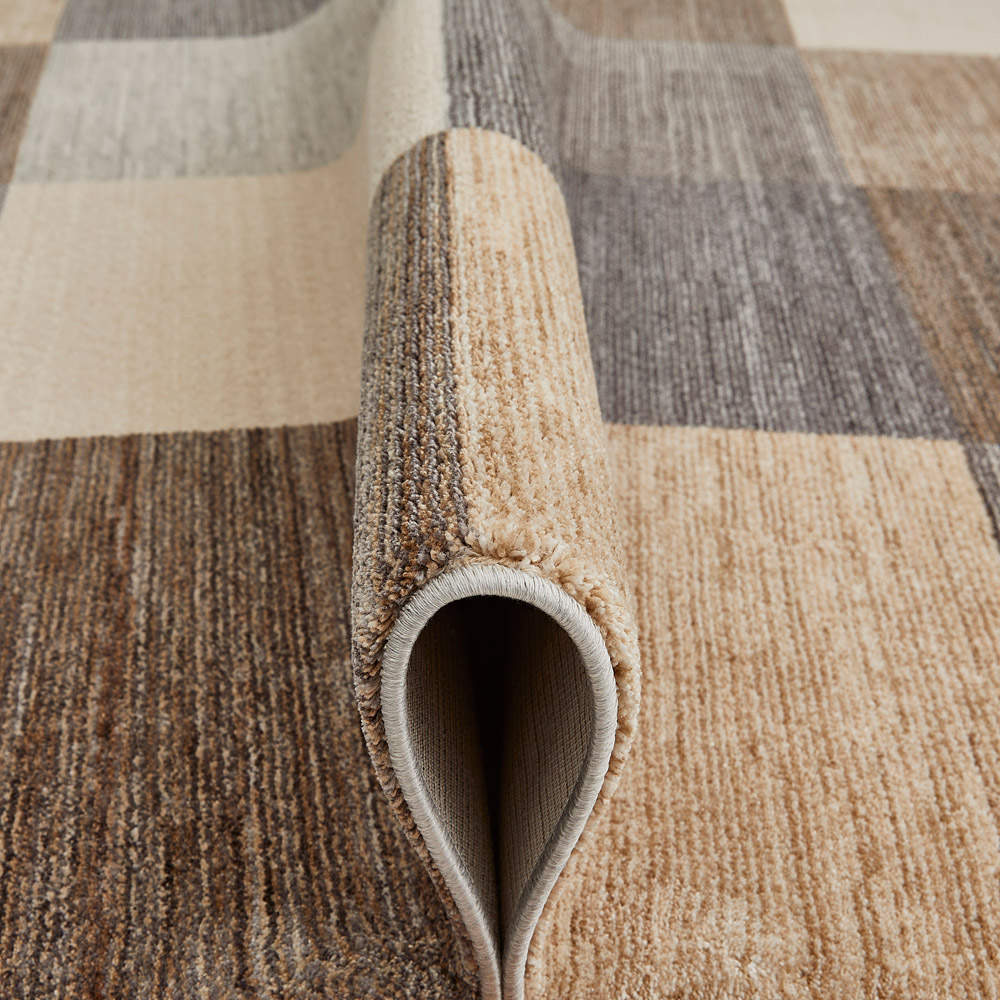 Teppich „Rocco“ in Taupe-Grau mit modernem Karomuster
