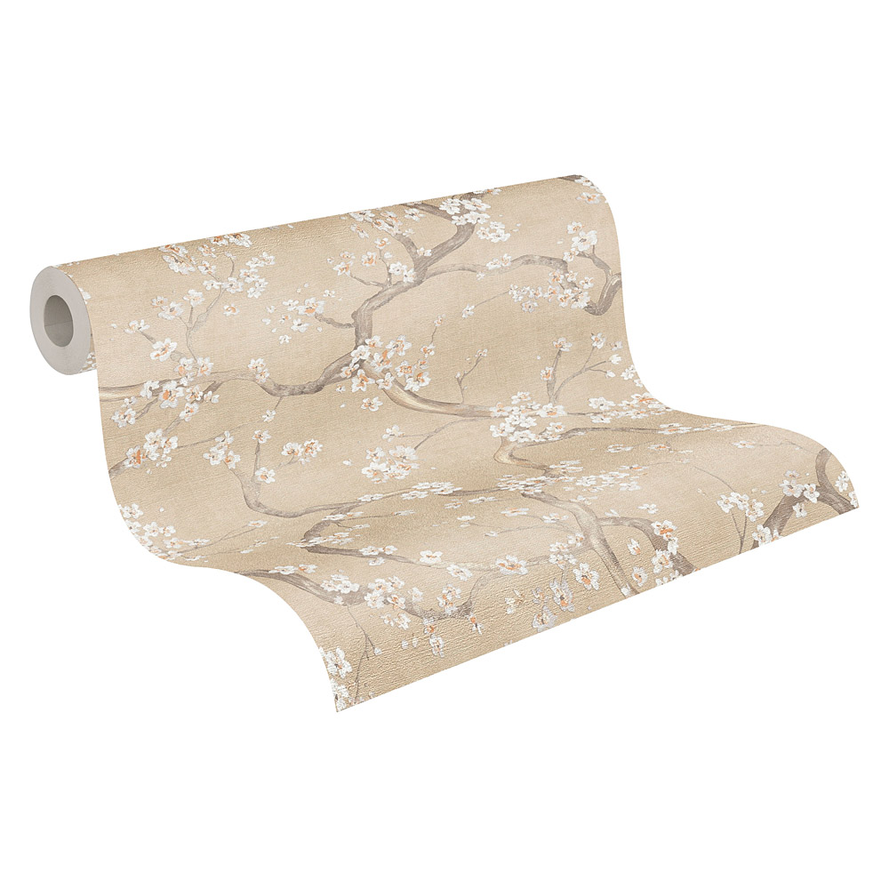 Vliestapete mit Baummotiv in Beige